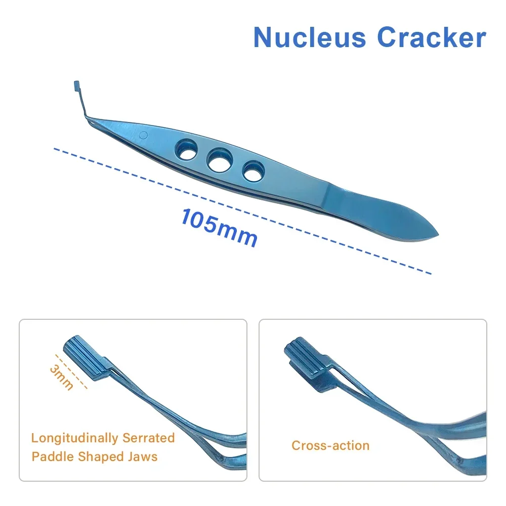 

Titanium Nucleus Cracker Forceps Nucleus Removal Forceps 105mm Eyelid Tweezers Ophthalmic Micro Instrument