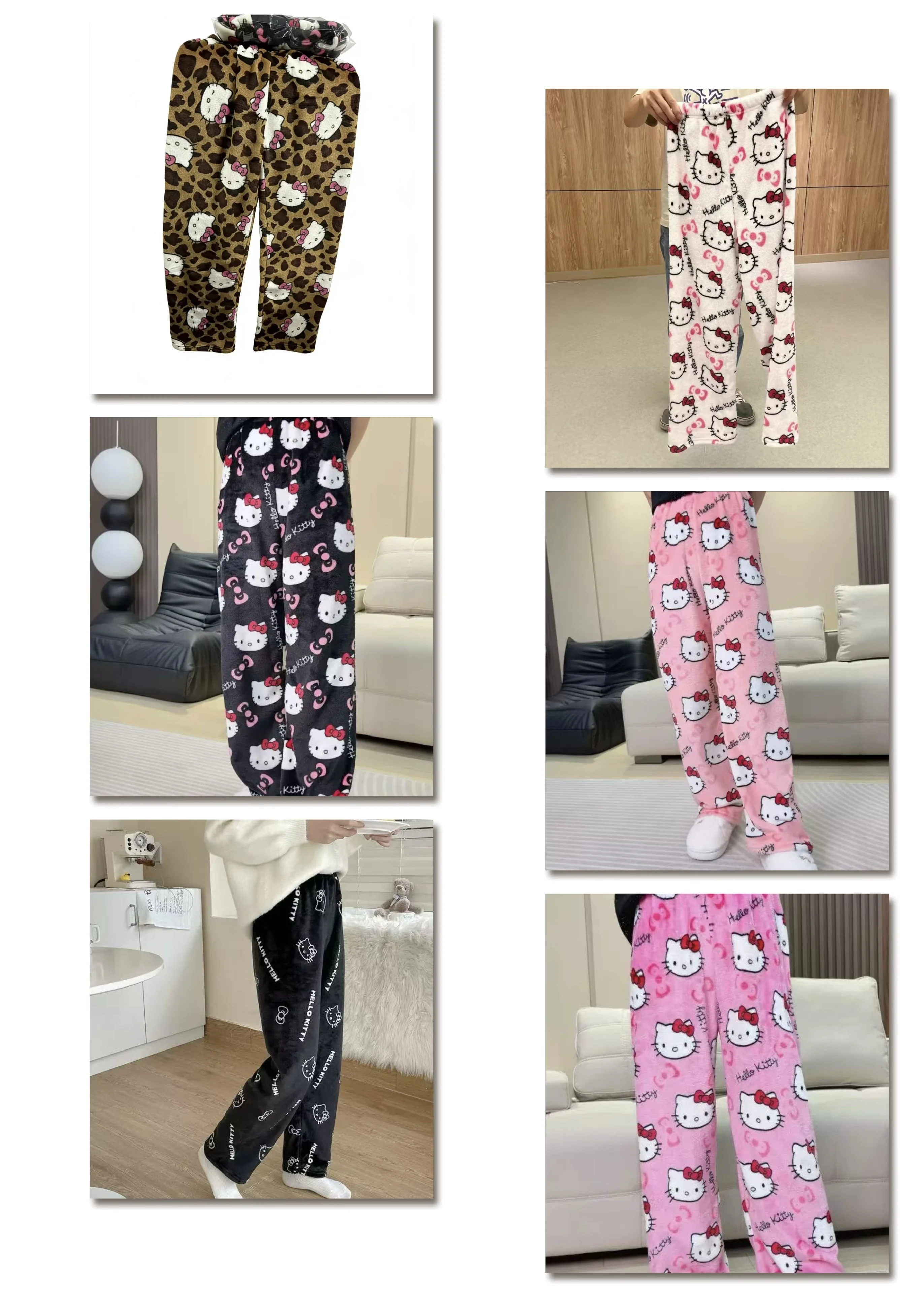 Pyjama Hello Kitty Spider Man en flanelle pour femme, pantalon à la mode, en laine, Kawaii, dessin animé, décontracté, pour la maison, vêtements d'hiver, nouvelle collection 2026