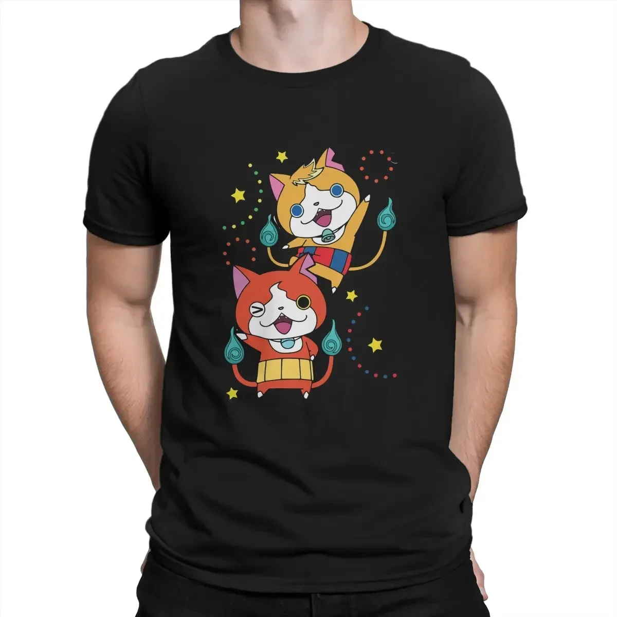 men clothingcustom  jibanyan and   friend Kids Men TShirt Yokai Watch Crewneck Tops Fabric T Shirt Funny High Quality Birthday