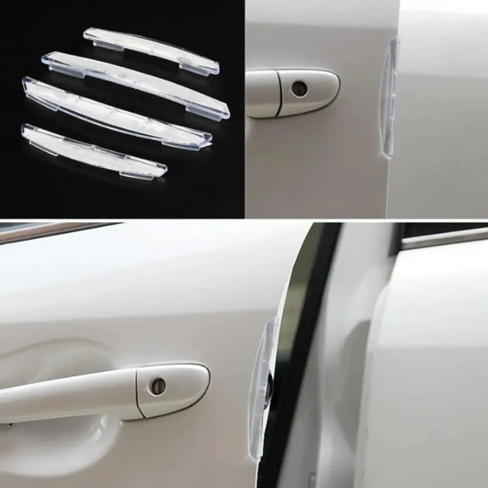 4Pcs Universal Car Door Anti-collision Stickers Decorative Protective Car Anti-scratch Rubber Strip Transparent Anti-Impact