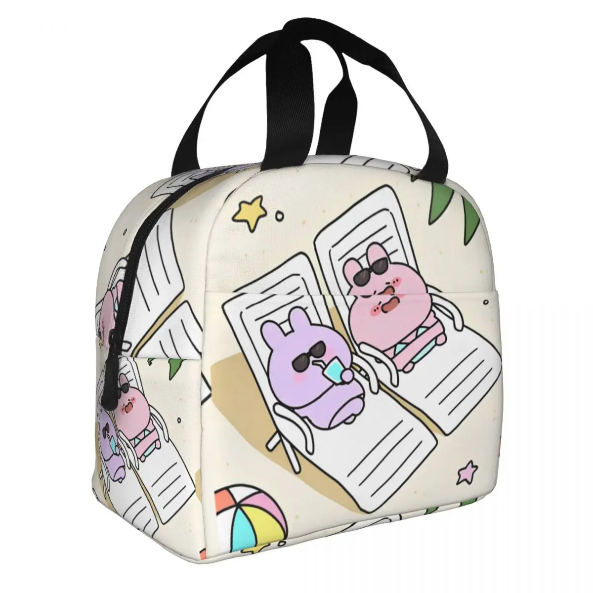 Asamimichaan  Cartoon Insulated Lunch Bag Cooler Bag Lunch Container Kawaii Asamimi High Capacity Lunch Box Tote Beach Picnic