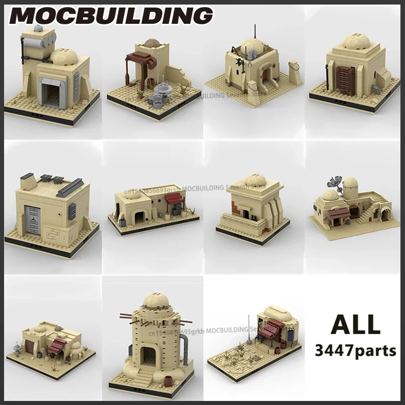 MOC Building Blocks Desert House Refuge Modular DIY Model The Street Series Bricks Star Movie Toys Birthday Gifts Playset