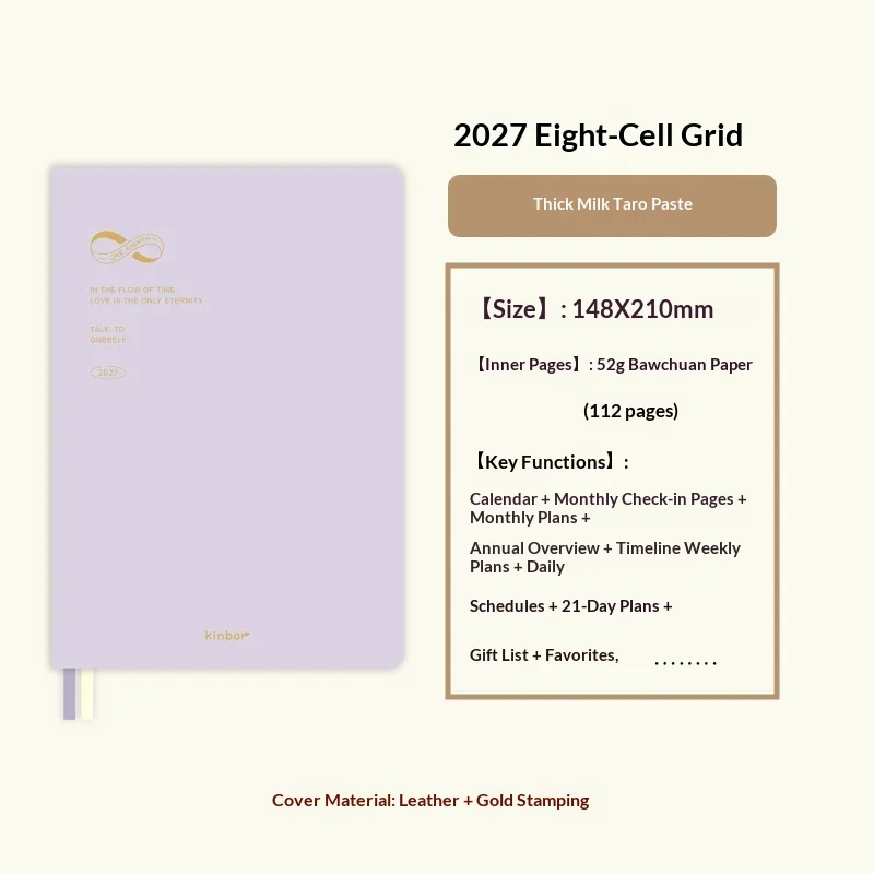 Kinbor 2027 Zeitplan/8-Teiliger A5-Planer, Wochenplaner zur Zeitmanagement-Organisation, Softcover-Notizbuch für tägliche Büroaufgaben