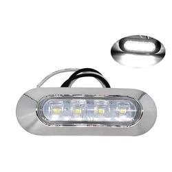 Impermeável LED Marine Boat Cortesia Luz, marcador lateral, Interior, popa Stern, branco, 12-30V, 6LED, 2pcs