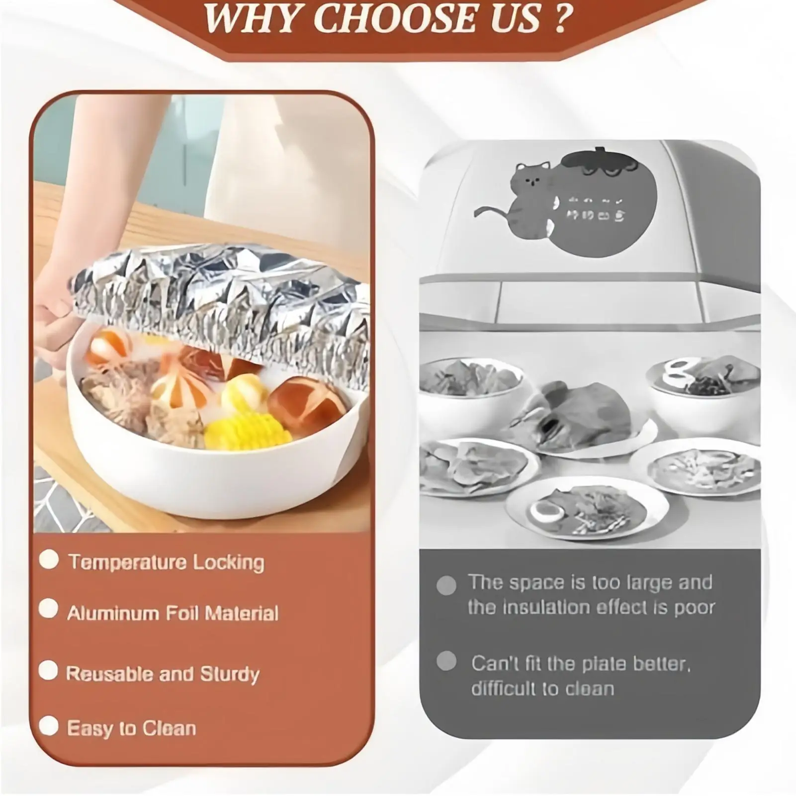10Pcs Reusable Aluminum Foil Bowl Cover Food Grade Refrigerator Accessories Saran Wrap Fresh-keeping Plastic Bag Winter Warm