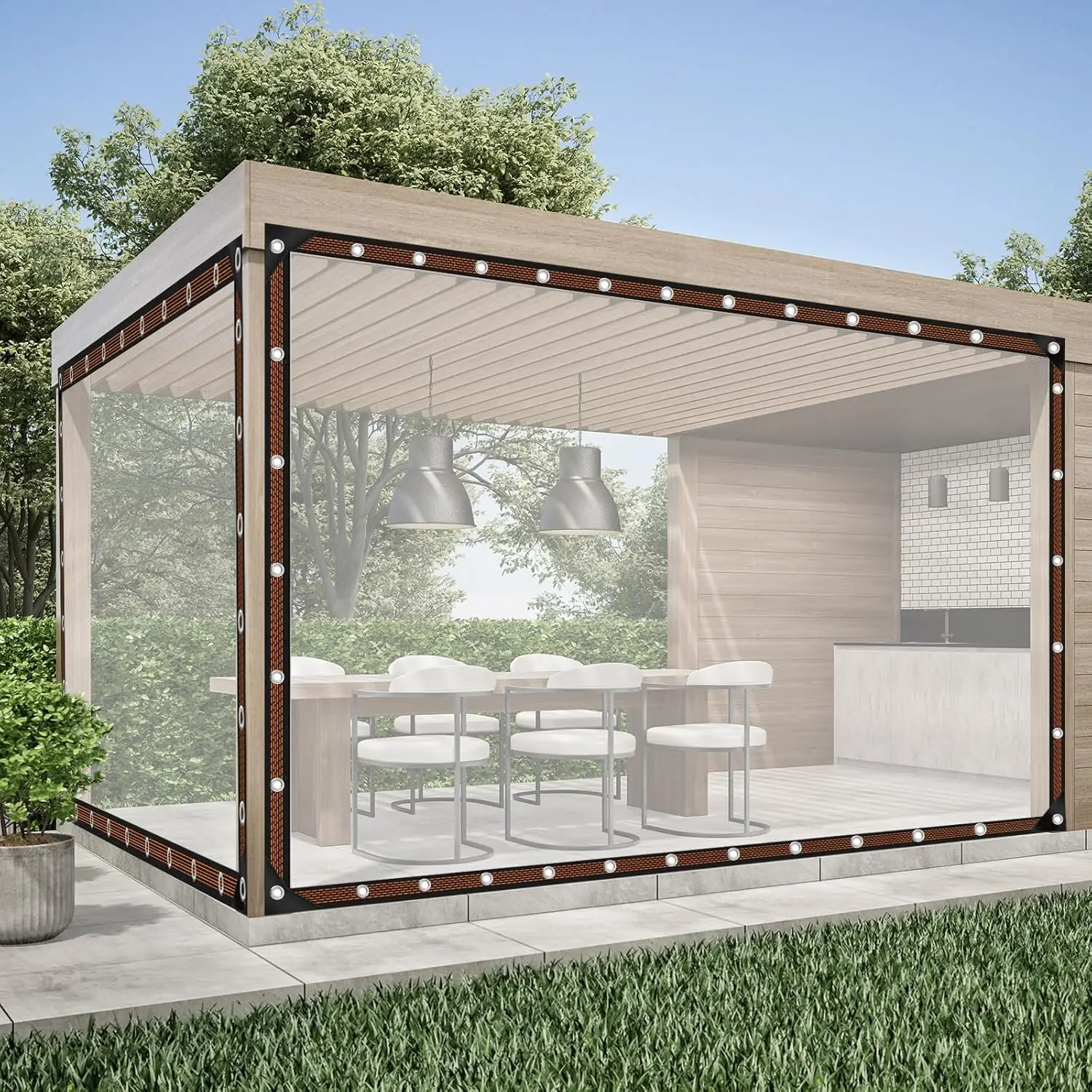 8x16 FT Heavy Duty Clear Waterproof Tarps Outdoor Garden Rainproof Covering,Clear Vinyl Tarp with Grommets,Transparent Water