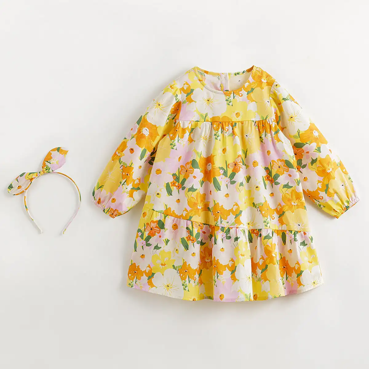 MARC & JANIE-Robe en coton à imprimé floral pour fille, doux, complet, série française, été, 240886