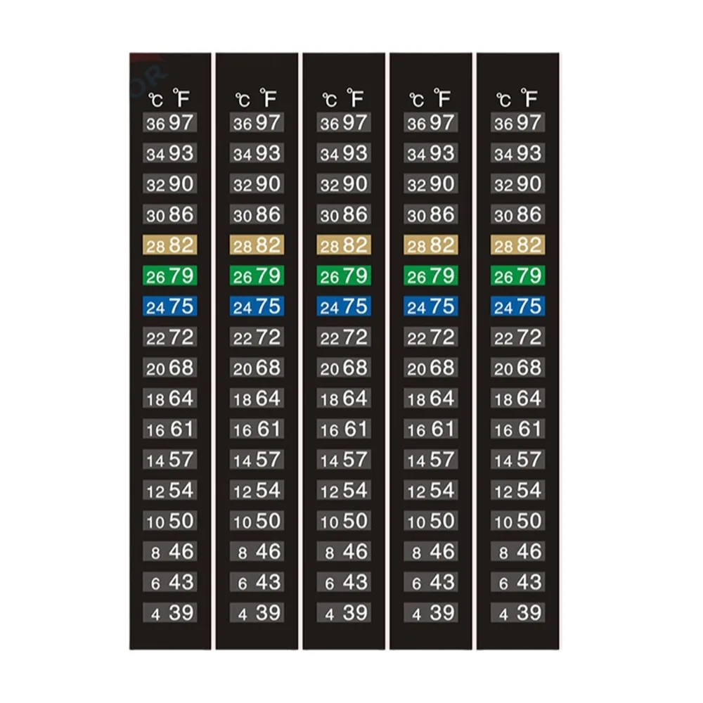 5Pcs Dual Scale Digital Fish Tank Thermometer 4-36 0-50 Color Changing Stick-on Thermometer Strip Multi-functional