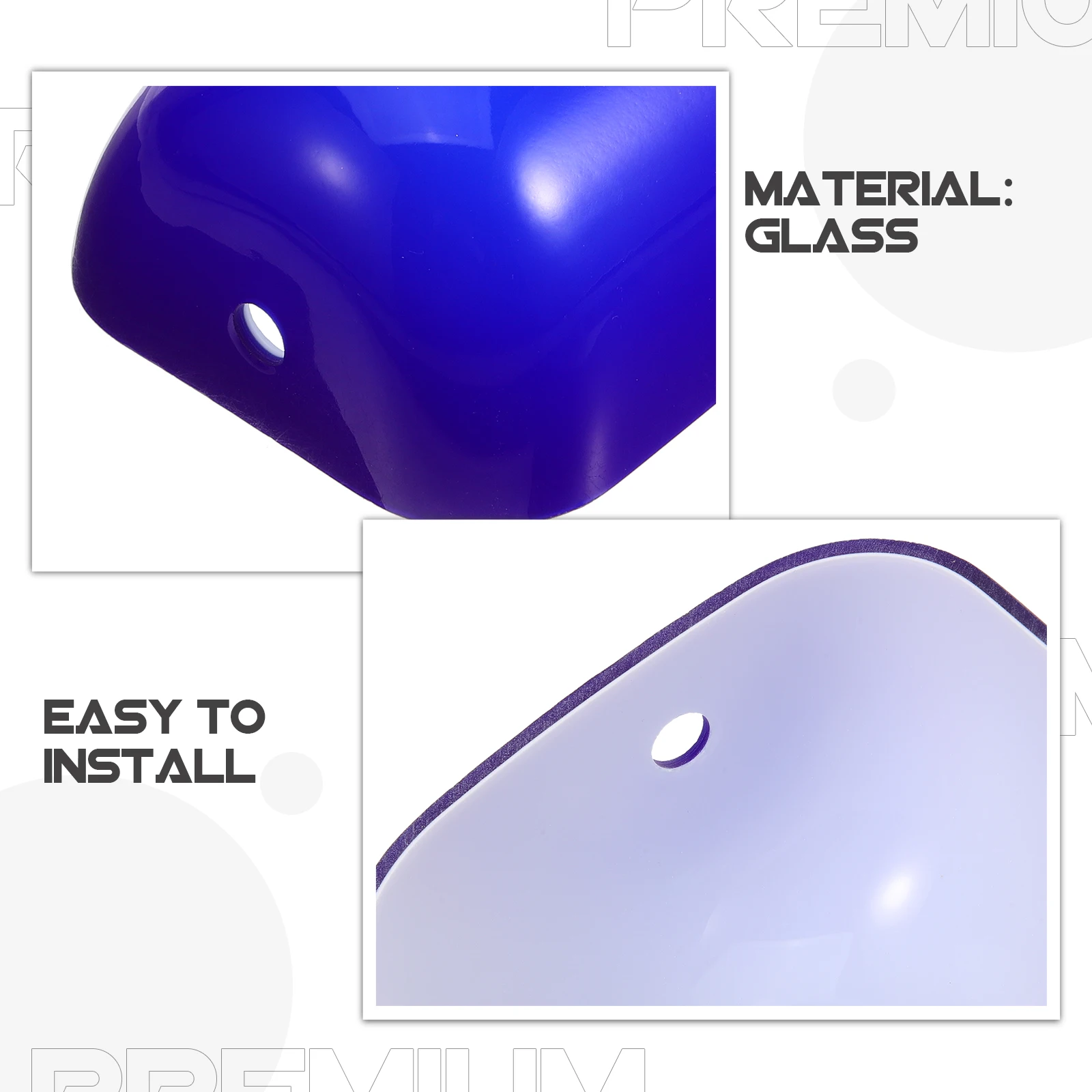 

Blue Glass Vintage Bankers Lampshade Stylish Replacement Shade for Table Lamp Desk and Bedside Use Glass Bankers Lampshade