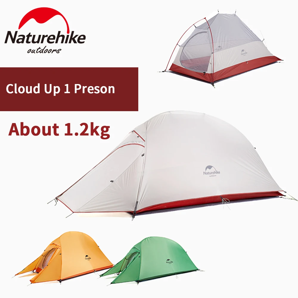 Naturehike Cloud Up 1 палатка, Сверхлегкий купол для кемпинга, Одноместный тент для 1 человека, треккинга, пешего туризма, альпинизма, путешествий, легкий вес 1,2 кг