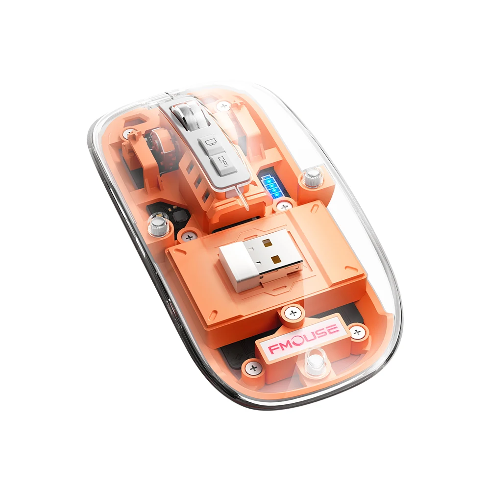 Mouse Bluetooth nirkabel 2.4G transparan, Mouse Bluetooth nirkabel, Mouse bisu, untuk kantor, Laptop, PC
