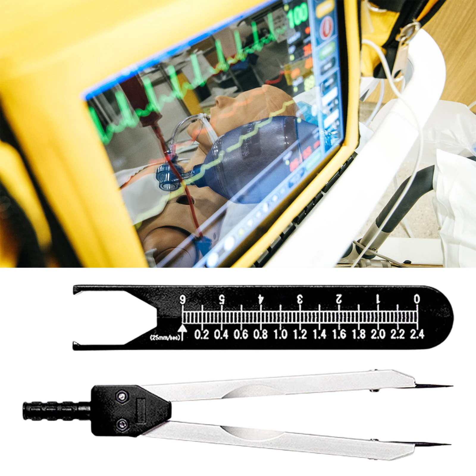 Caliper Ruler Measuring Tool Electrocardiogram Drafting Divider Electrocardiogram Divider Ecg Caliper with Protector Cover