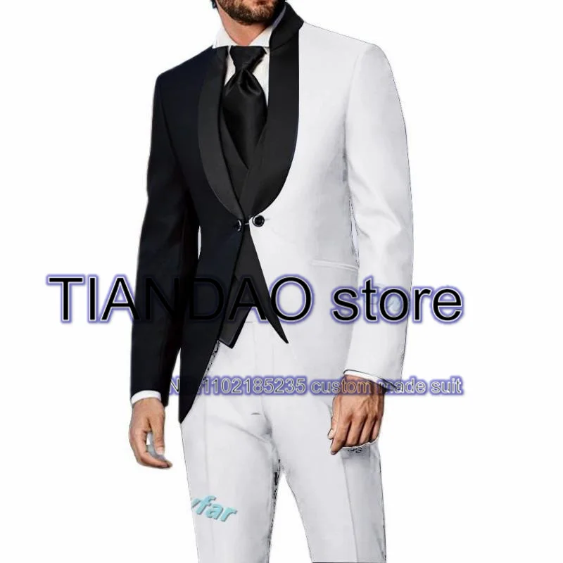 3 Piece Men\'s Suit Colorblock Wedding Groom Tuxedo Groomsman Jacket Set Formal Blazer Pants Vest conjuntos de chaqueta