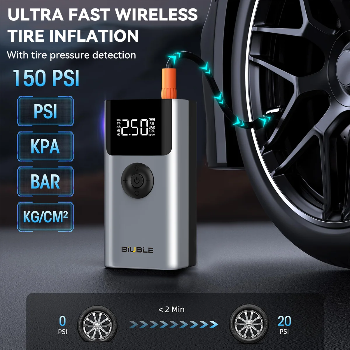 4 في 1 7500A سيارة الانتقال كاتب PowerBank 150PSI مضخة هواء 12 فولت بطارية الداعم ل 10.0L البنزين ومحركات الديزل 8.0L #6