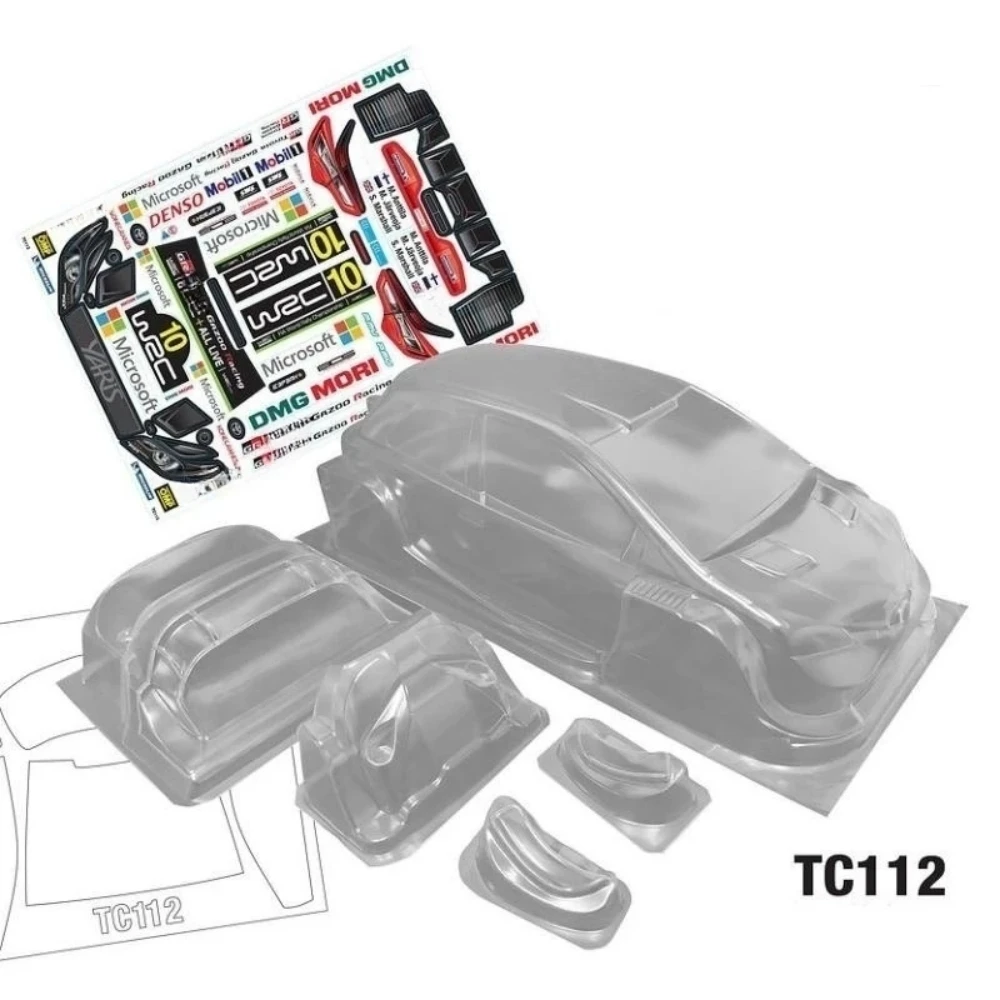 TC112 1/10 Toyotaa Yaris WRC Lexan Car Body shell w/ Decal sheet for RC Rally Chassis 260mm Wheelbase Tamiya tt02 XV01 XV02