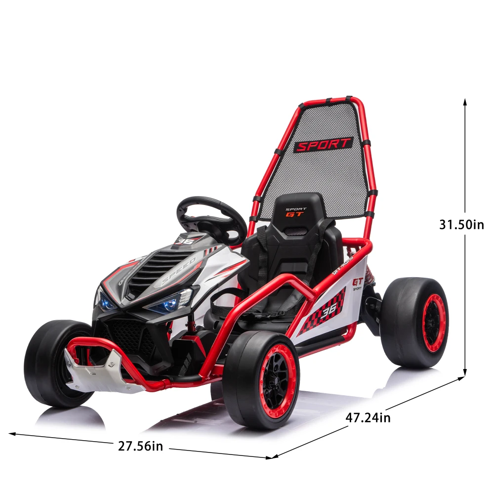 24V 400W Electric kids Ride on Toy,Crazy Go Cart,Drift Car W/Protective Roll Cage,EVA Front Tires,Rear Suspension,5-7.5 MPH,5-Point Safety Harness,Fast-Paced&Drift Mode,Music,Bluetooth for kids 6-12