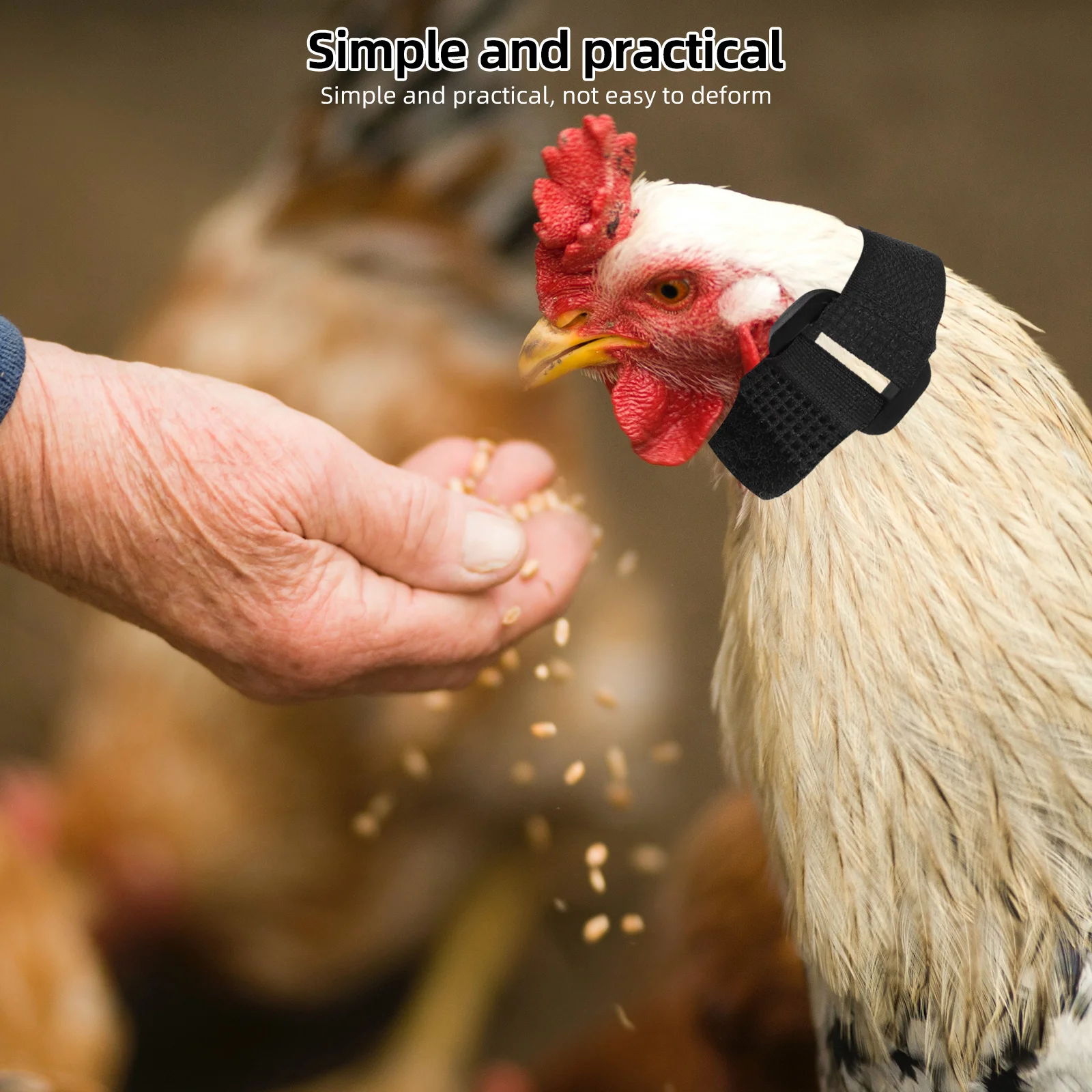 

2Pcs Anti Crow Rooster Collar Red No Hook Crowing-Proof Chicken Neck Band Adjustable Soft Comfortable Reusable Noise-Free