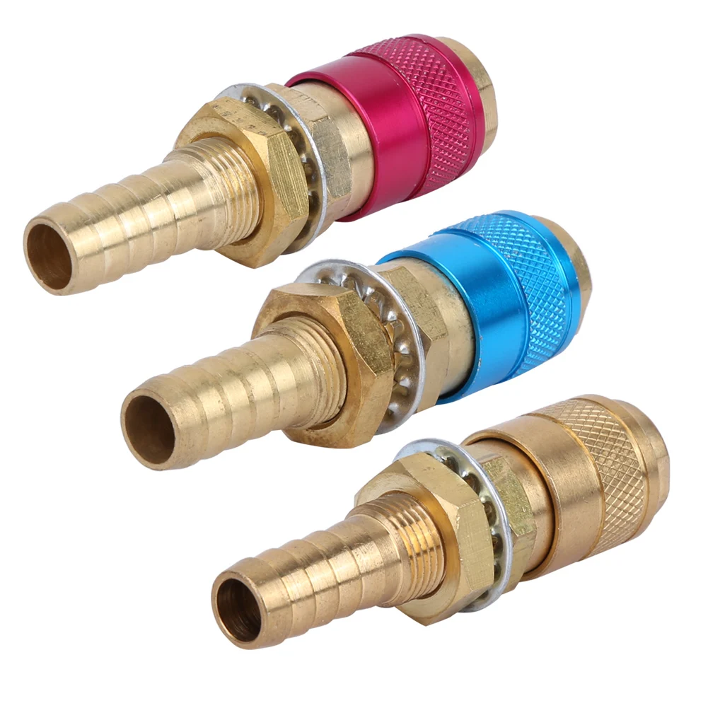 3pcs M10 Red+Yellow+Blue Water Cooled&Gas Adapter Quick Connector Fitting For TIG Welding Torch