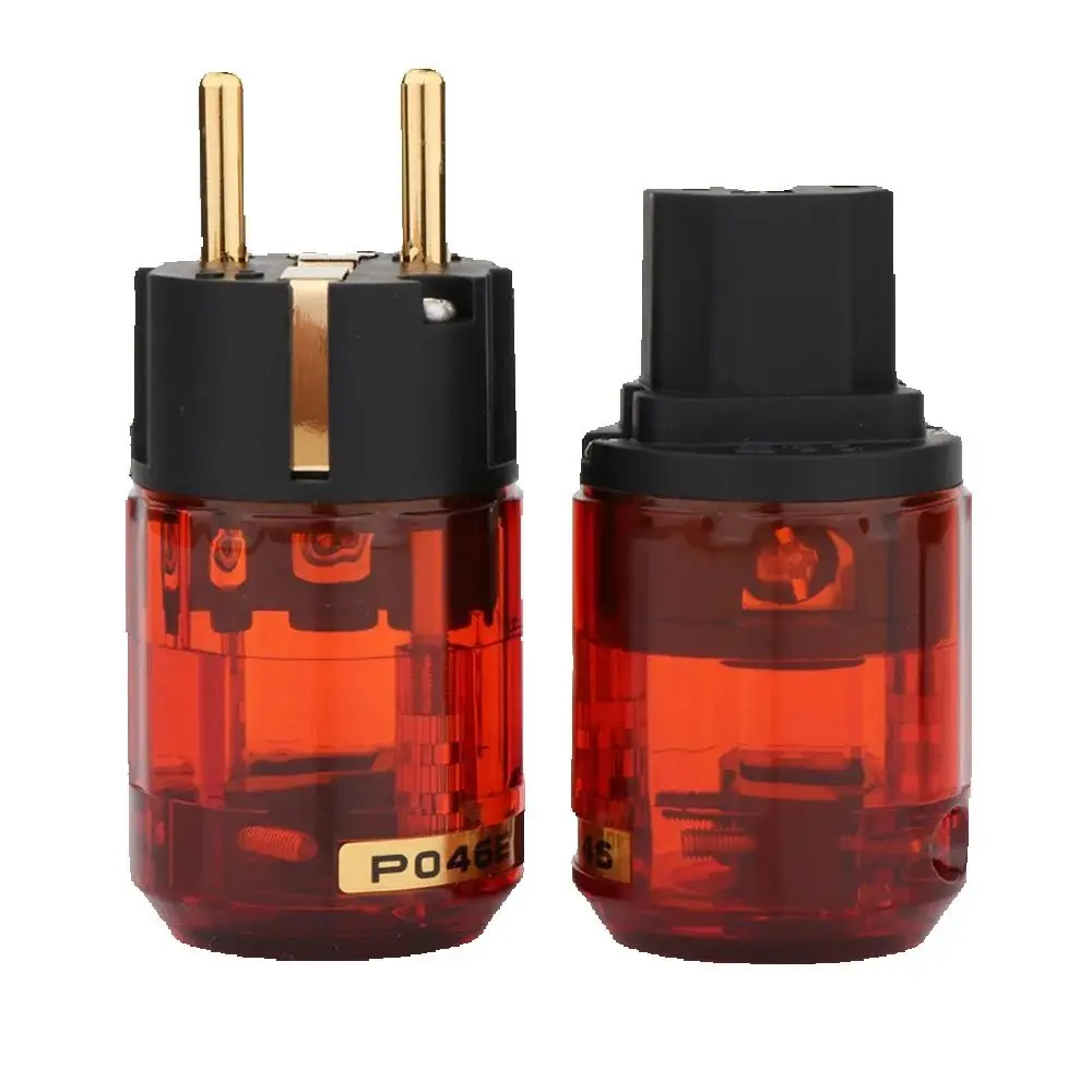 

Preffair HI-End P-046E+C-046 Brass 24K Gold-Plated SCHUKO Power Plug EUR Power Connector hifi EU AC Power Plug