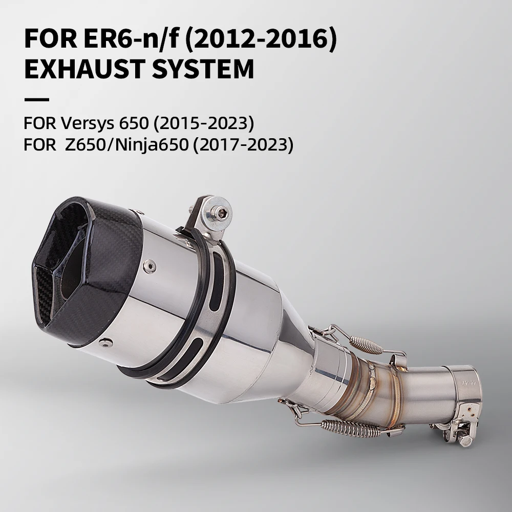 

For ER6N ER6F (2012-2016) Versys650(2015-2023) Z650 Ninja 650 (2017-2023) 51MM caliber muffler motorcycle exhaust pipe