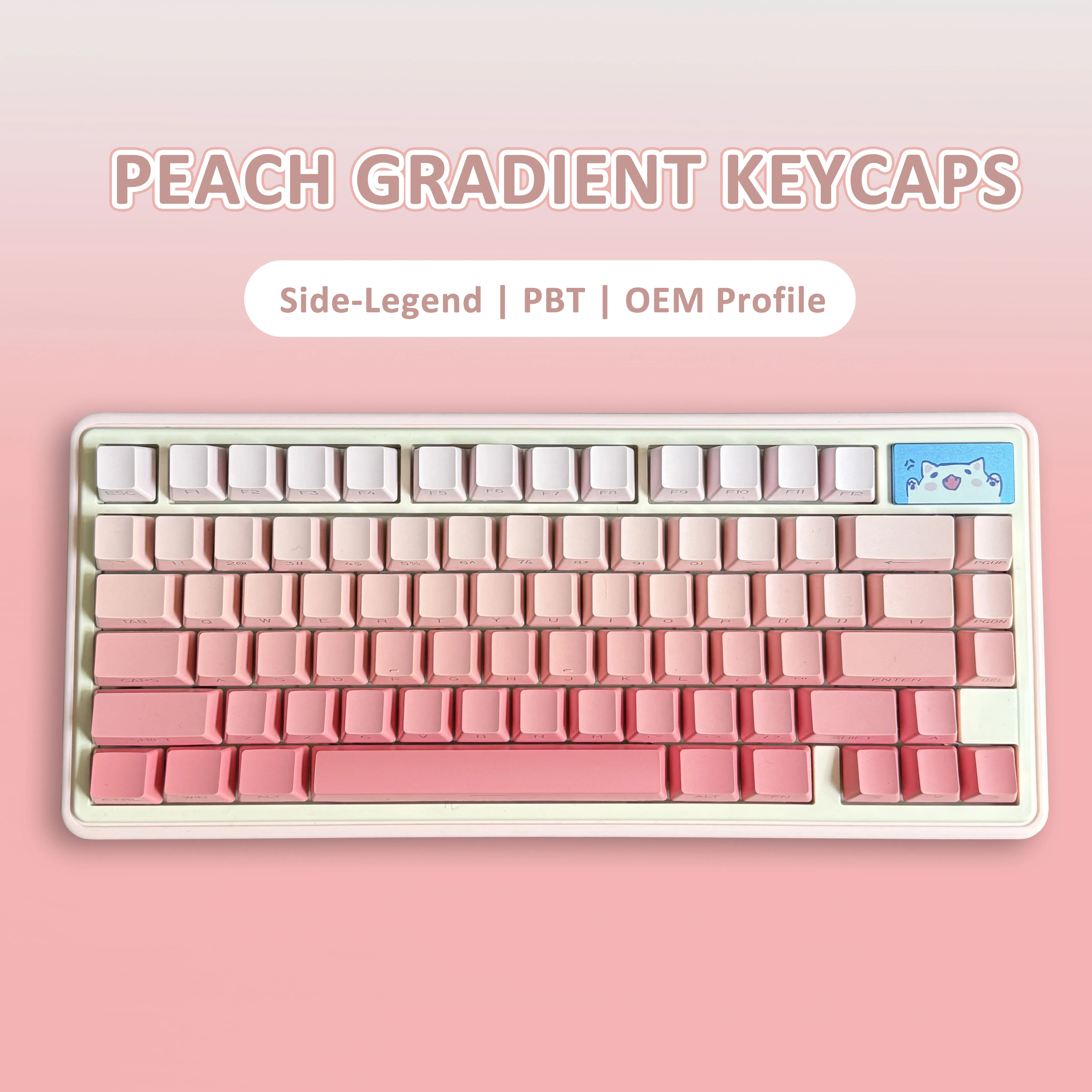 Peach Pink Gradient Keycap Side light transmission Key Cap OEM Profile for 60% 65% 75% TKL 96% 98% 100% Mechanical Keyboard