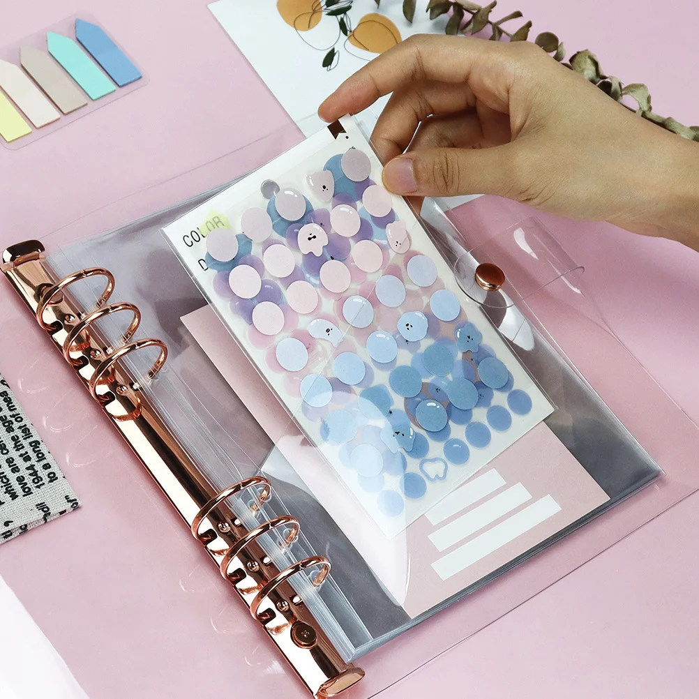 

10pcs A5 Pvc Transparent Storage Bag Loose Leaf Binder Pockets For Receipts Cash Coupons Organizer Refillable Planner Document