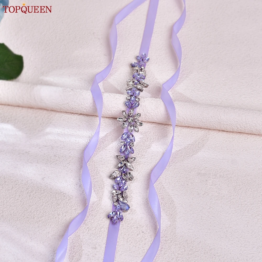 TOPQUEEN Light Purple Rhinestone Wedding Belt,Hundreds of Elegant Jewelry,Bridal Accessories,Bridesmaid Belt S174