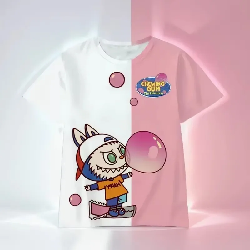 24/25 Latest Hot Sale Cartoon Figure LABUBU with The Same Brand Women's Clothing Girls Tops Summer Fashion T-shirt Comfortable