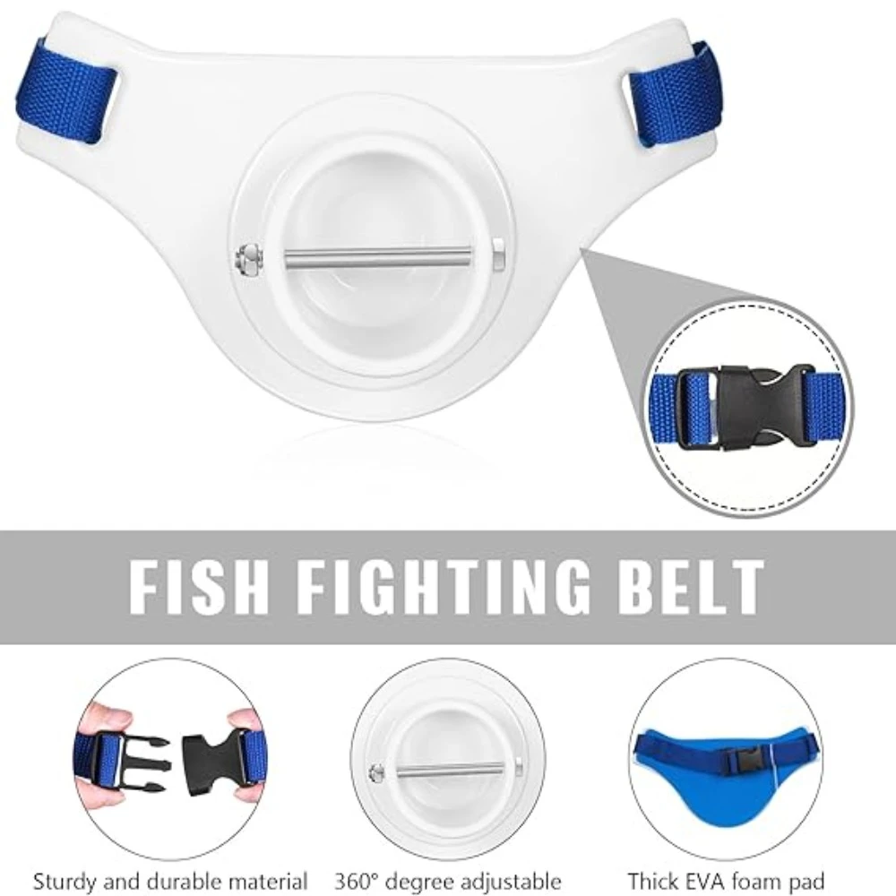 360° Adjustable Fishing Rod Belt Assist Tackle Labor-saving Fishing Belt Rod Holder Bracket 2.3 Inch Inner Dia