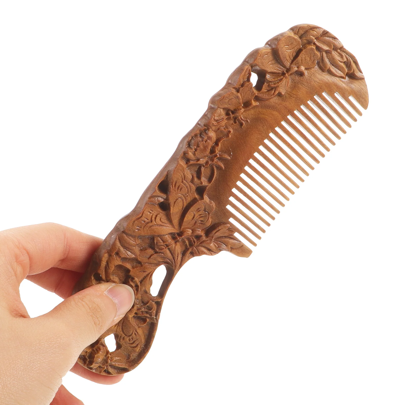 

Sandalwood Comb Fine Tooth Wooden Pocket Massage Travel Hair Fragrant Portable Small Detangling Butterfly for Women
