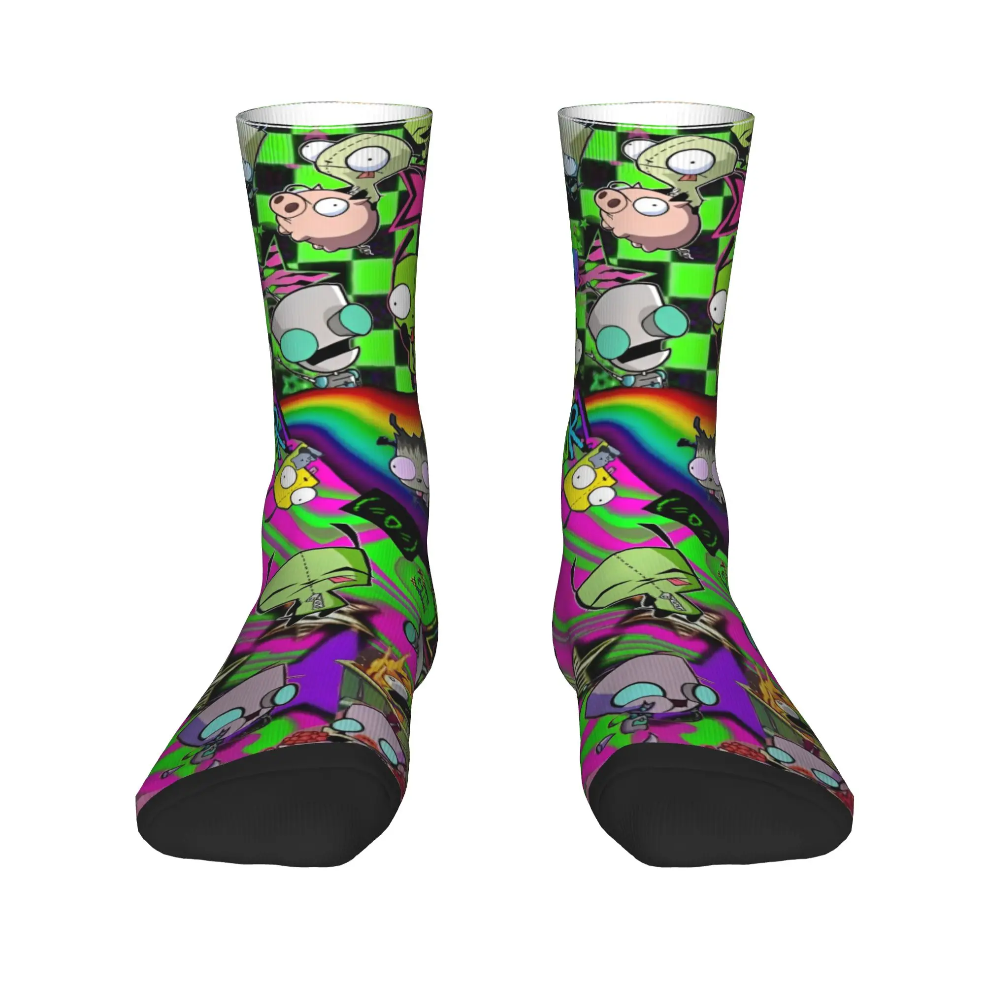 Invader Cartoon Zim Gir Dib Green Dib Robot Socks Men's Women's Casual  Socks Harajuku Autumn Winter Middle Tube Socks Gift