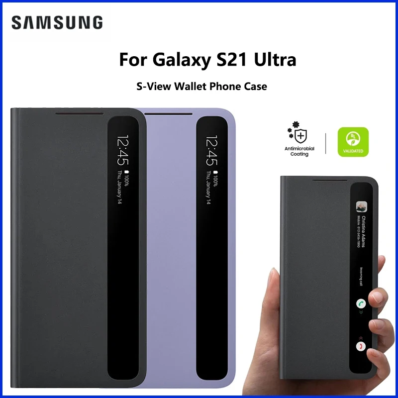 

Samsung Galaxy S21 Ultra S View Cover Protective Phone Case S21ultra Clear View with Smart View Touch Control EF-ZS998