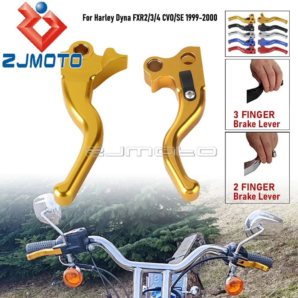 Aluminum 2-3-Fingers Control Left & Right Hand Lever Motorcycle Brake Clutch Levers For Harley Dyna FXR2/3/4 CVO/SE 1999-2000