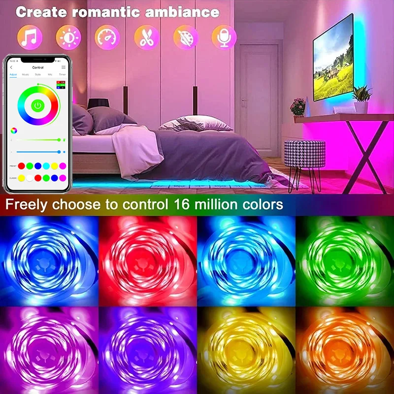 Led Light Strip Wifi 5050 Rgb Led Strip 1-30M Usb Led Lights Flexibele Luces Diode Led Lamp Tape Voor Tv Backlight Kamer Decoratie