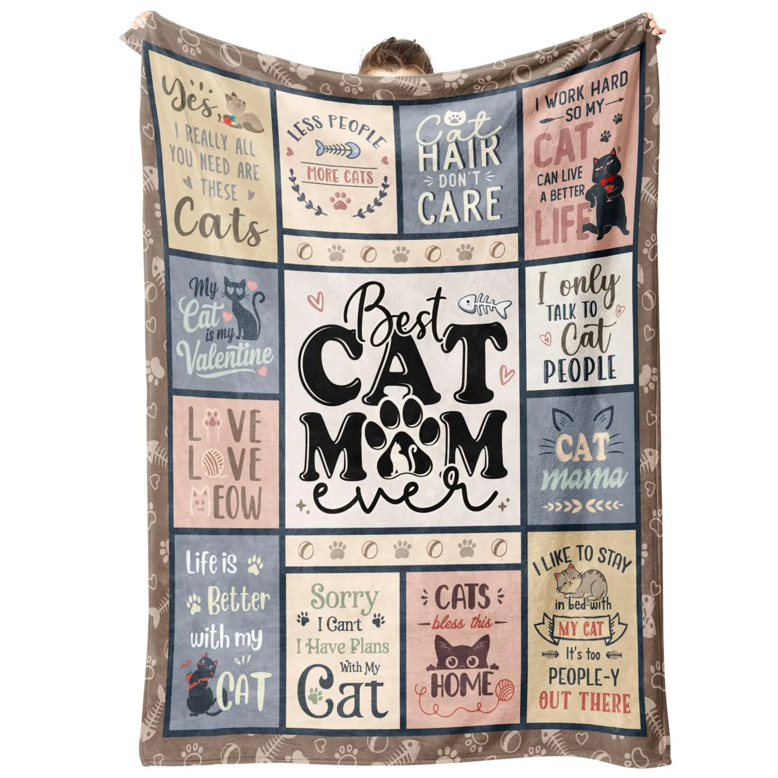 Cute Cartoon Cat Flannel Plush Throw Thin Blanket for Child Adult Soft Warm Comfortable Winter Fall Travel Leisure Nap Blanket