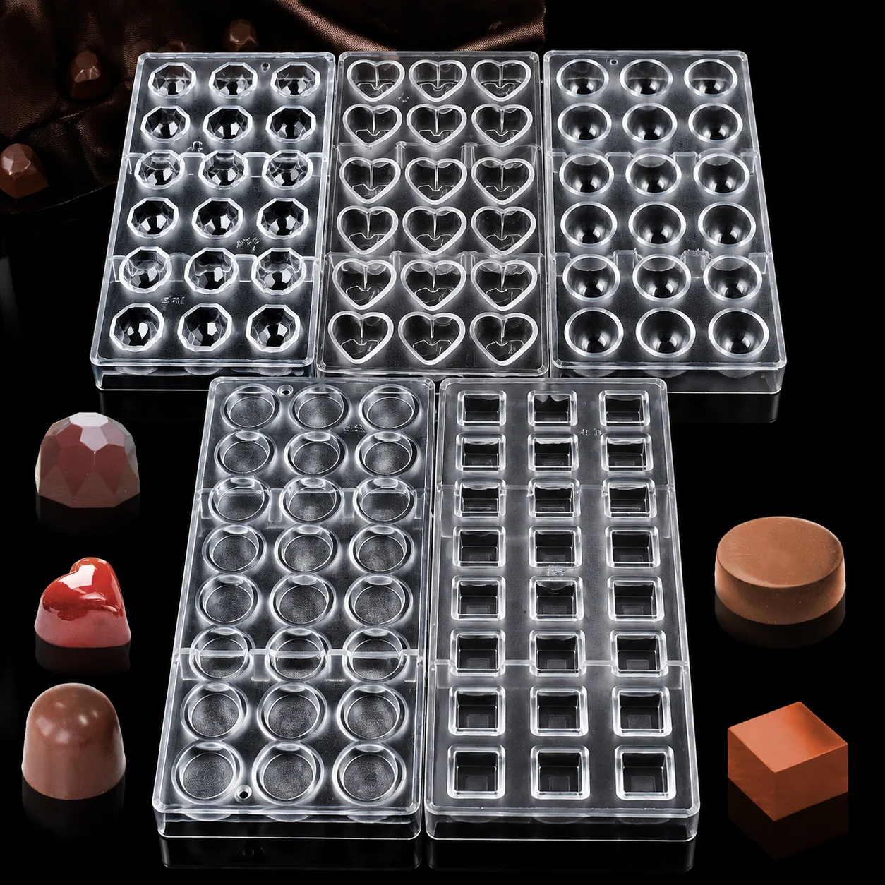 Home Bar Supplies - 5 Pcs Kit Cetakan Cokelat Polikarbonat