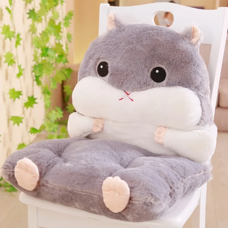 Hamster Shape Plush Seat Cushion PP Cotton Core Hand Warmer Tatami Cushion Pillow Home Decoration Car Office Sofa Cushion 45x90