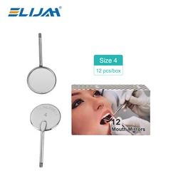 12Pcs/Box Dental Stainless Steel Dental Mouth Mirror 4/5 Anti Fog Front Surface Dentistry Mirrors High Quality Dentist Equipment