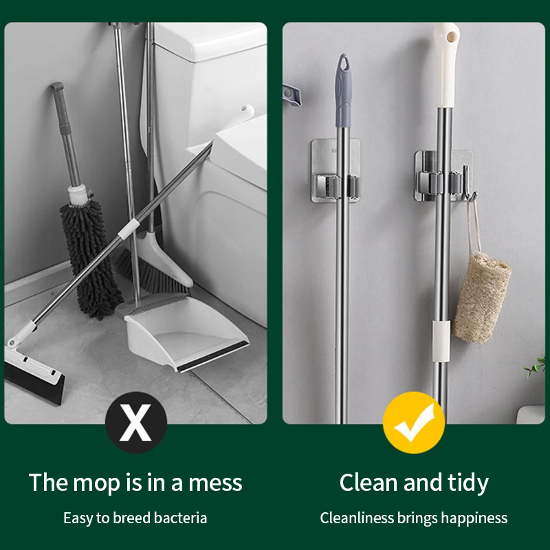 Mehrzweck-Haken, selbstklebend, zum Aufhängen an der Wand, Mopp-Rack, Besenaufhänger, Haken für Küche, Badezimmer, Organisation, Heim-Organizer, Zubehör ﻿ – Detail 15