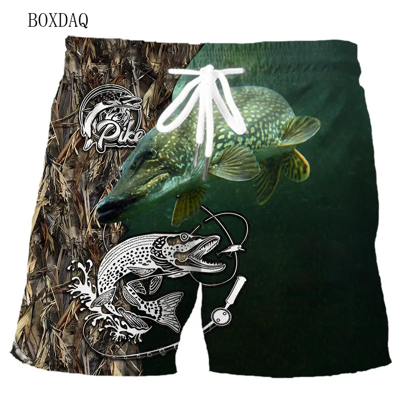 Pantalones cortos de pesca a la moda para hombre, Shorts informales de playa con estampado de peces en 3D, ropa de talla grande 6XL, pantalones