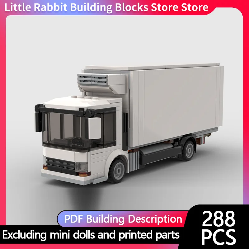 City Car Model MOC Building Bricks Low Entry Refrigerated Delivery Truck Modular Technology Children Holiday Gifts Assemble Toys