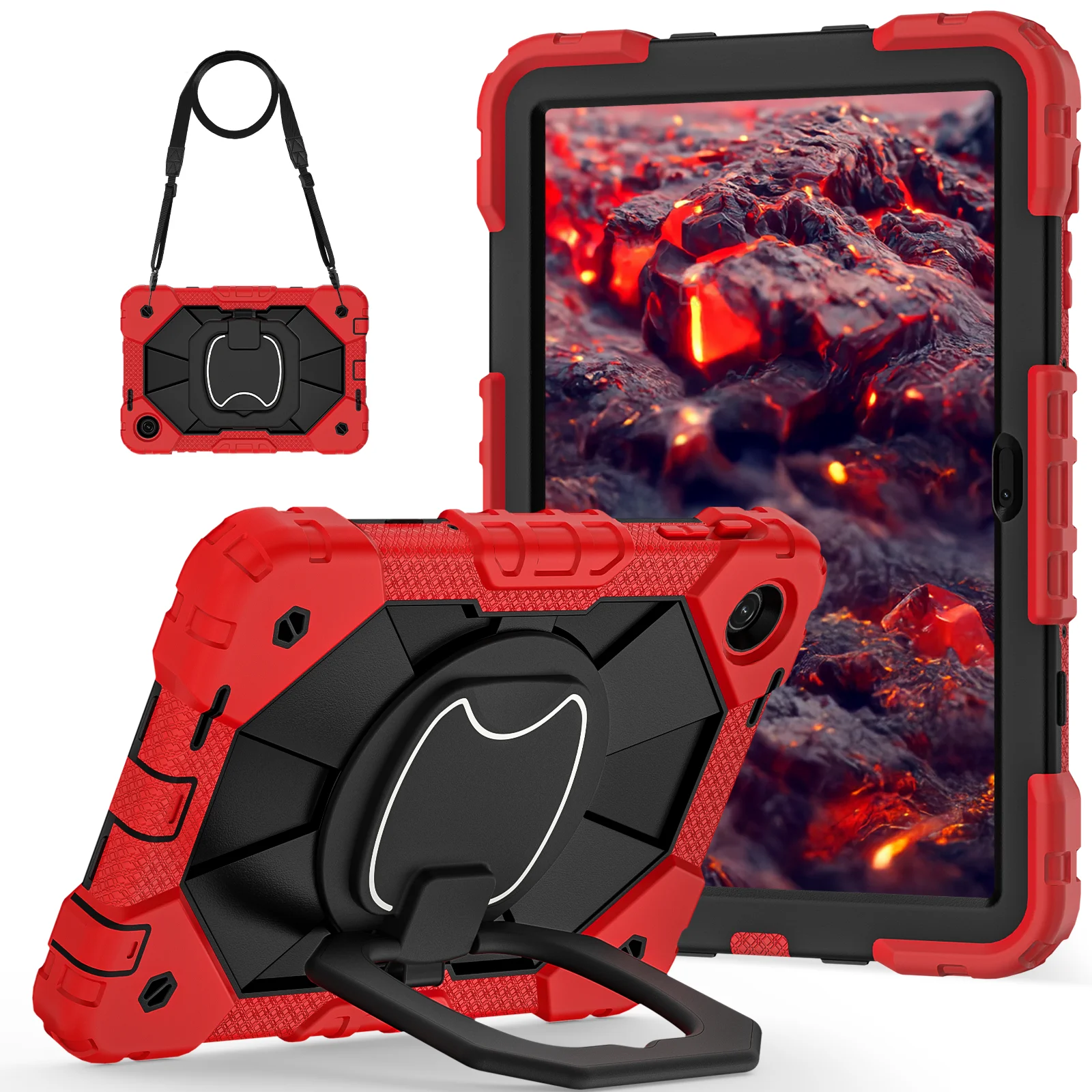 

Прочный чехол для T-Mobile REVVL Tab 2 2025 10.1 дюйма с вращающейся ручкой-держателем, усиленной подставкой, ударопрочный, с плечевым ремнем