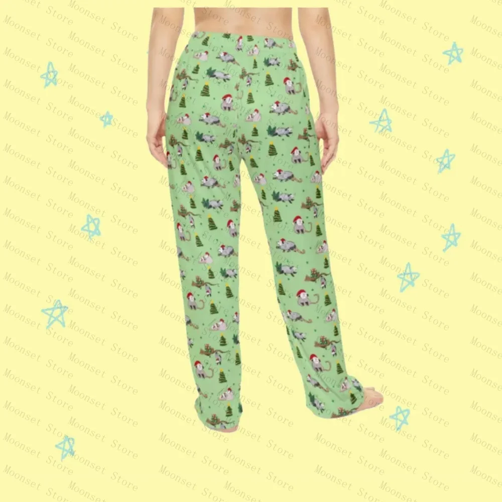 2026 Opossum عيد الميلاد بنطلون بيجاما المرأة عطلة صالة ارتداء المرأة الحليب الحرير سراويل منزلية غير رسمية يمكن ارتداؤها في الخارج #3