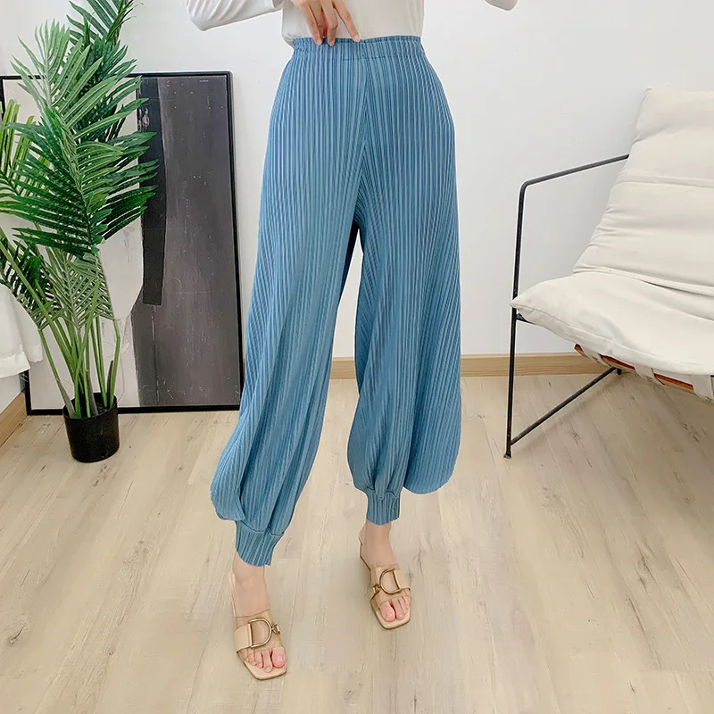 

Pleated Sweatpants 2022 Summer New Solid Fashion Design Big Size Slim Crop Pants