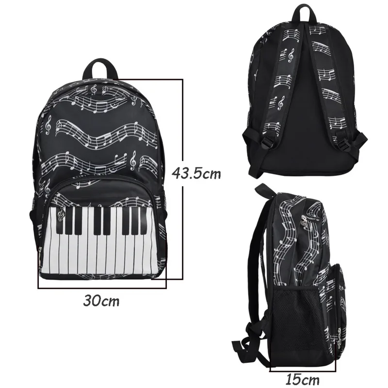 

Music Backpacks Waterproof Oxford Cloth PUNK Note School Funny Bag Artistic Rucksack Casual High Capacity Shoulder Travel Bag