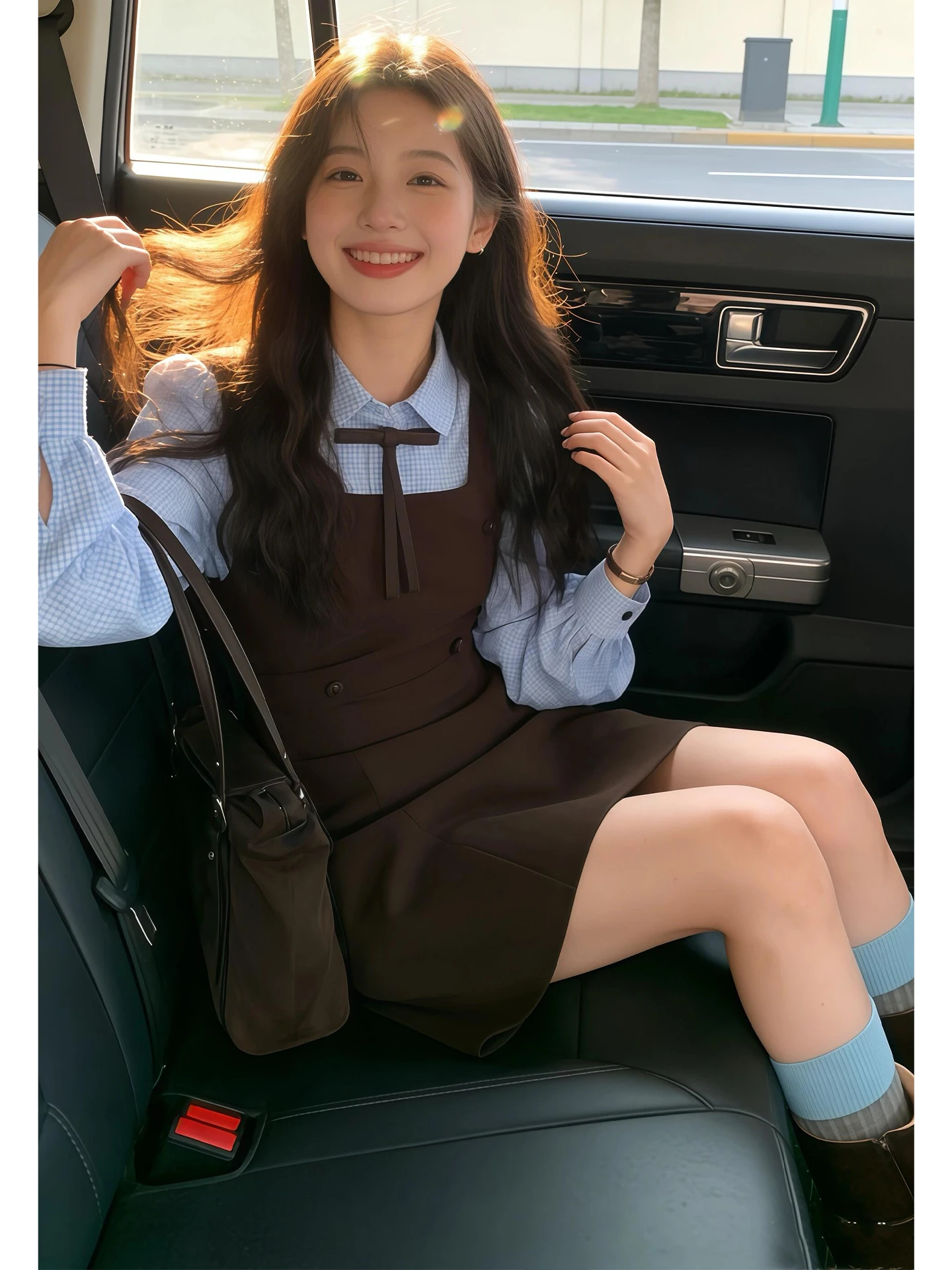 

Корейское платье-рубашка с бретелями, женское, весна 2026, ранний сезон, новая модная короткая юбка-трапеция