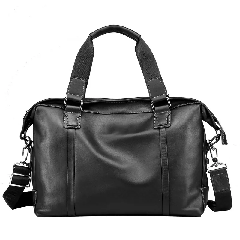 Borsa a tracolla casual in vera pelle da uomo, borsa alla moda, grande capacità, orizzontale, per computer, strato superiore in pelle bovina, valigetta da lavoro