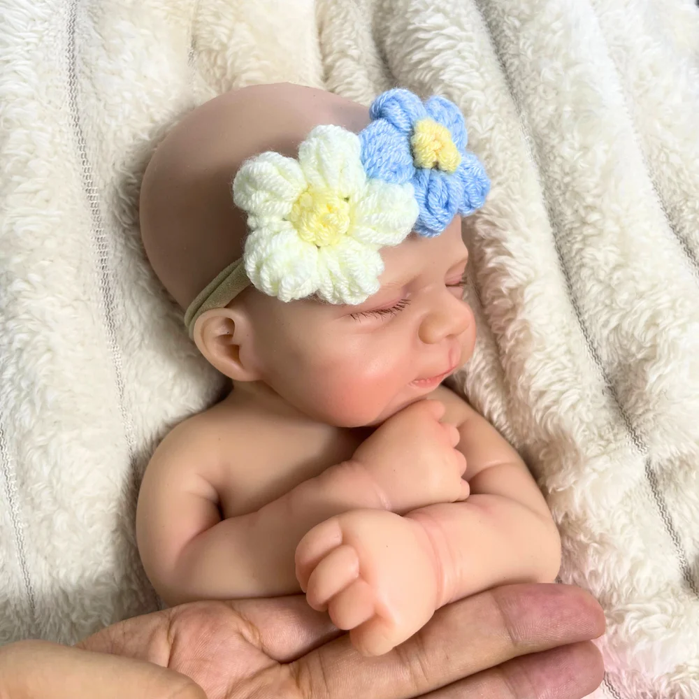 Mini muñeca Reborn de silicona totalmente lisa de 13 pulgadas, cuerpo lavable para niña Pascale, muñeca de silicona suave, juguete, regalo de cumpleaños y Navidad