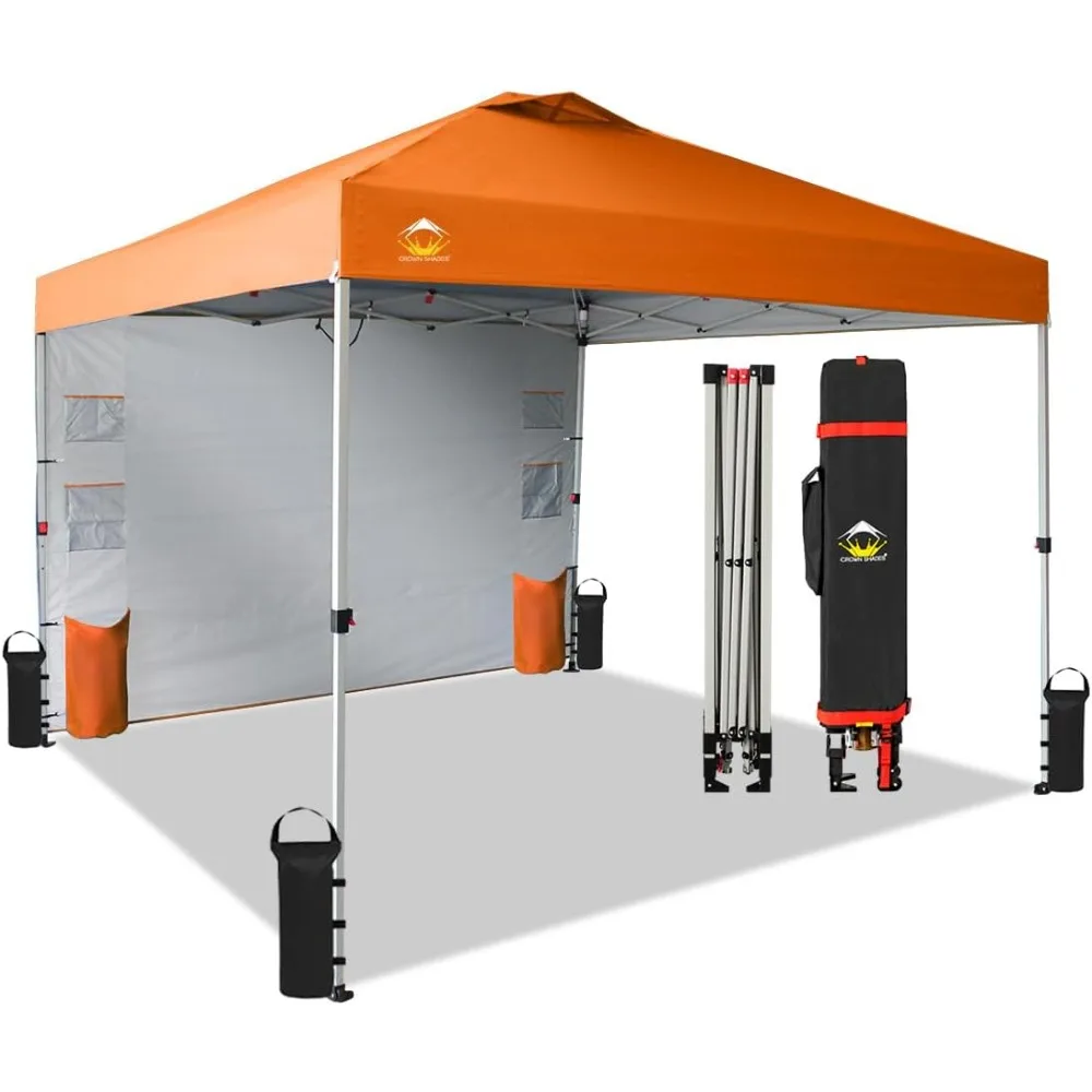 Barraca Pop Up Canopy portátil, Abrigo ao ar livre com Sidewall do bolso, Push Center Lock, Proteção UV, 10x10 pés