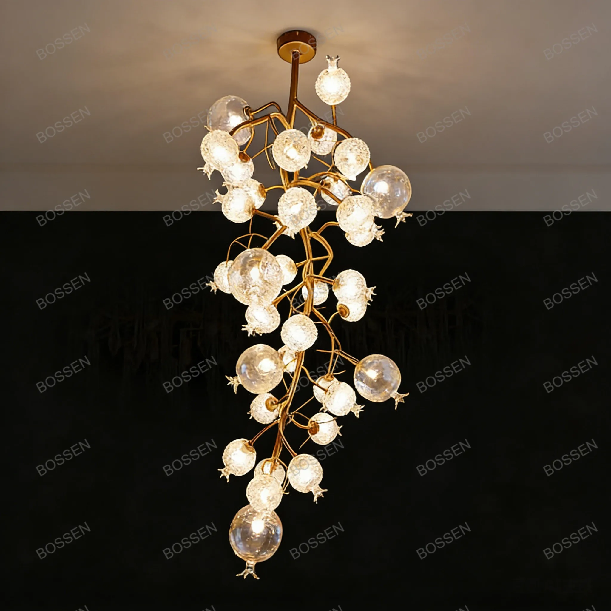 

REVEN Modern Minimalist Ceiling Light Dimmable Crystal Luster Copper Branches Pendant Lamp Adjustable Chain Gold For Living Dini